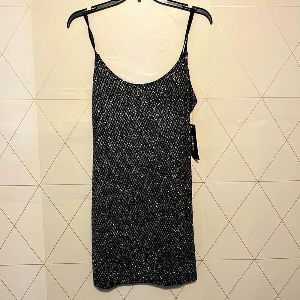 Bebe little black glittery dress